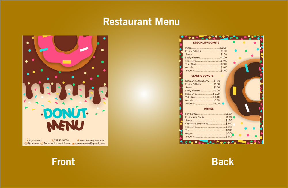 Restaurant Donut Menu - V28 (8.5x11)